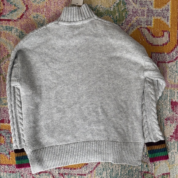 Boden Gray Cable Knit Winifred Sweater with Multicolor sparkle Cuffs large NWT - Picture 4 of 6